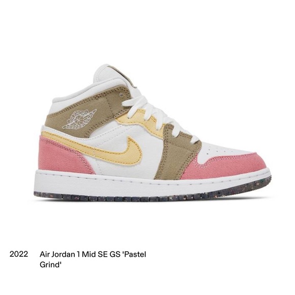 2022 Air Jordan 1 Mid SE GS’ Pastel Grind - Picture 5 of 6